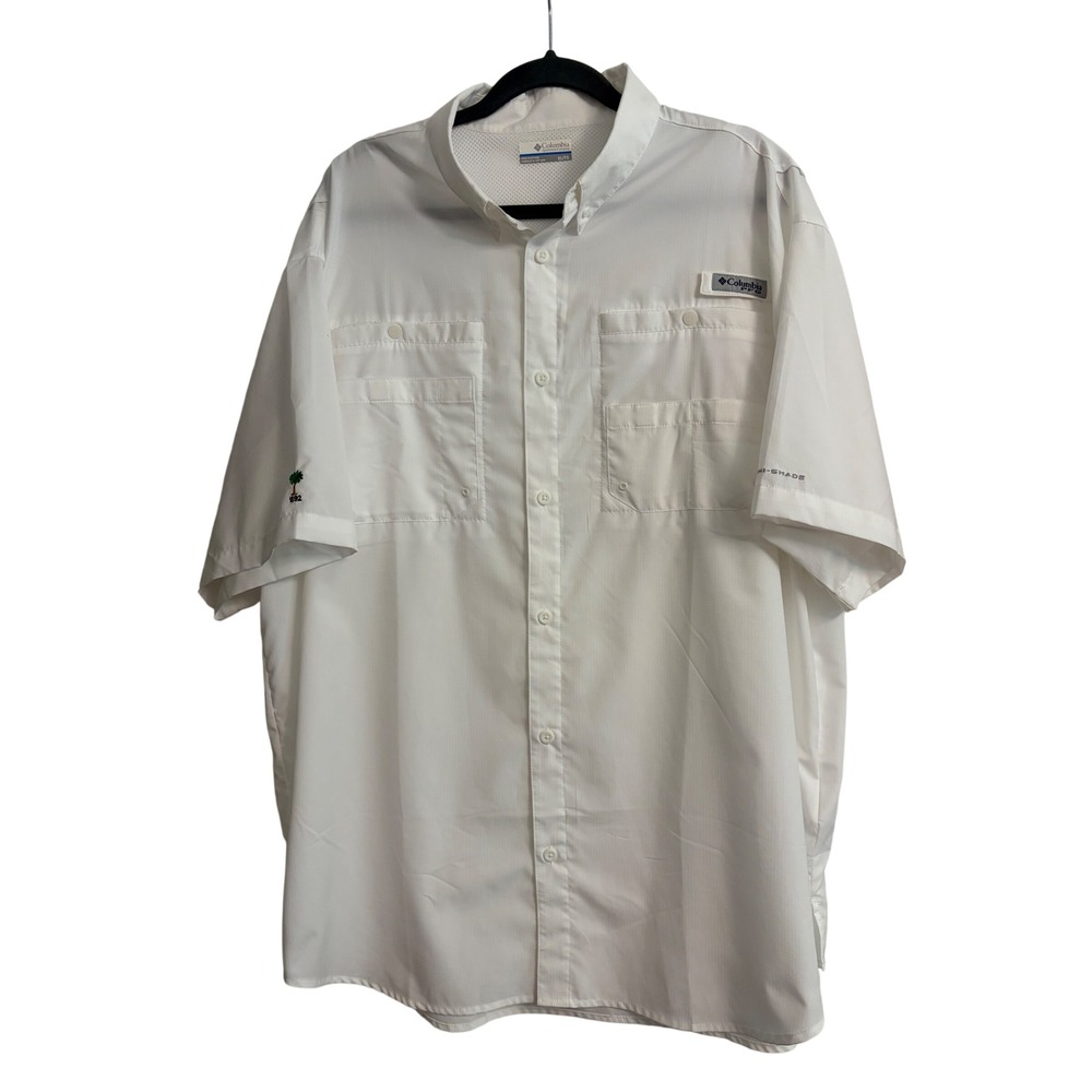 Columbia Fishing Shirt XL White, PFG, Omni-Shade, Vented, UPF, Ripstop, Outdoor